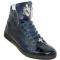 Mauri 8876 Navy Blue Genuine Alligator And Mauri Embossed Nappa Leather Casual Boots With Mauri Emblem Embroidery & Silver Mauri Alligator Head